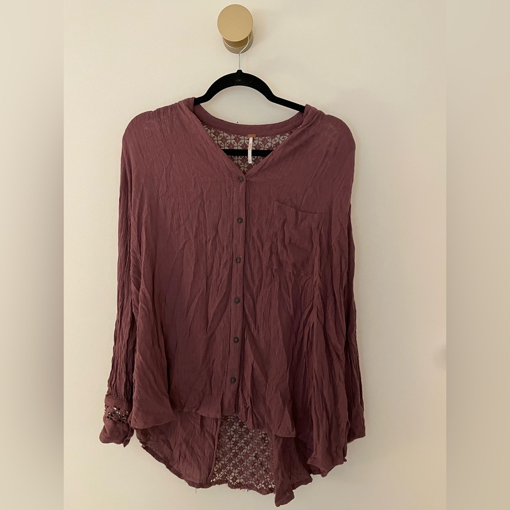 Free People Lace Blouse - Purple - S